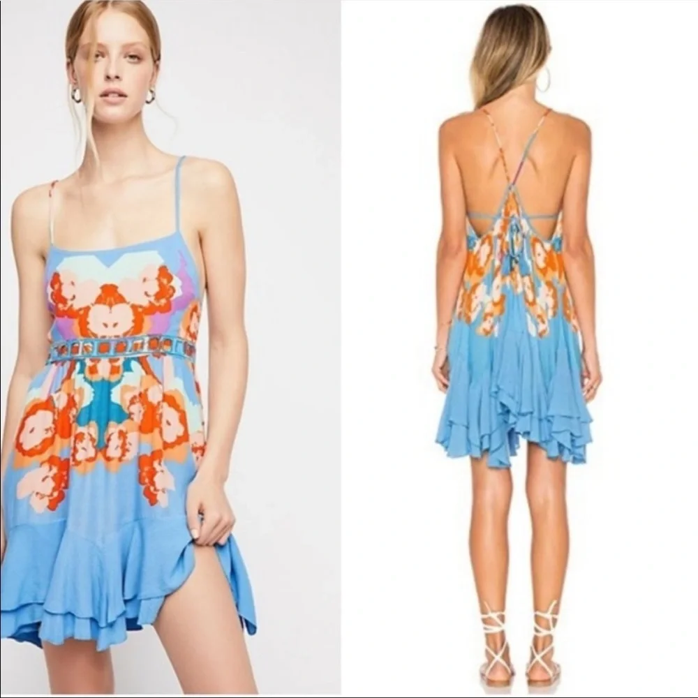 Blue Floral Spaghetti-Strap Sundress - Picture 3 of 4